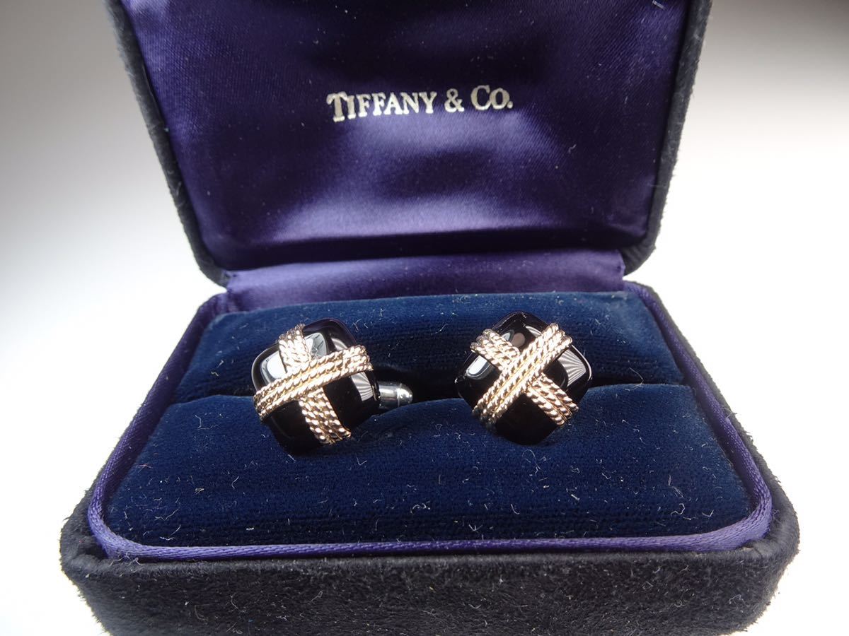 Tiffany&Co. 14K× onyx Tiffany cuff links cuffs 