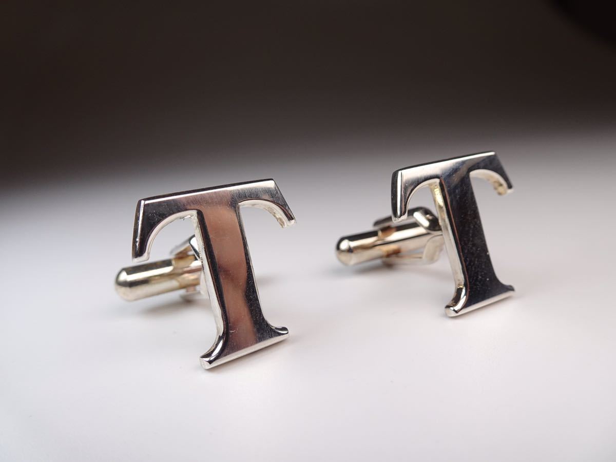  Tiffany T T emblem silver 925 cuff links cuffs button 