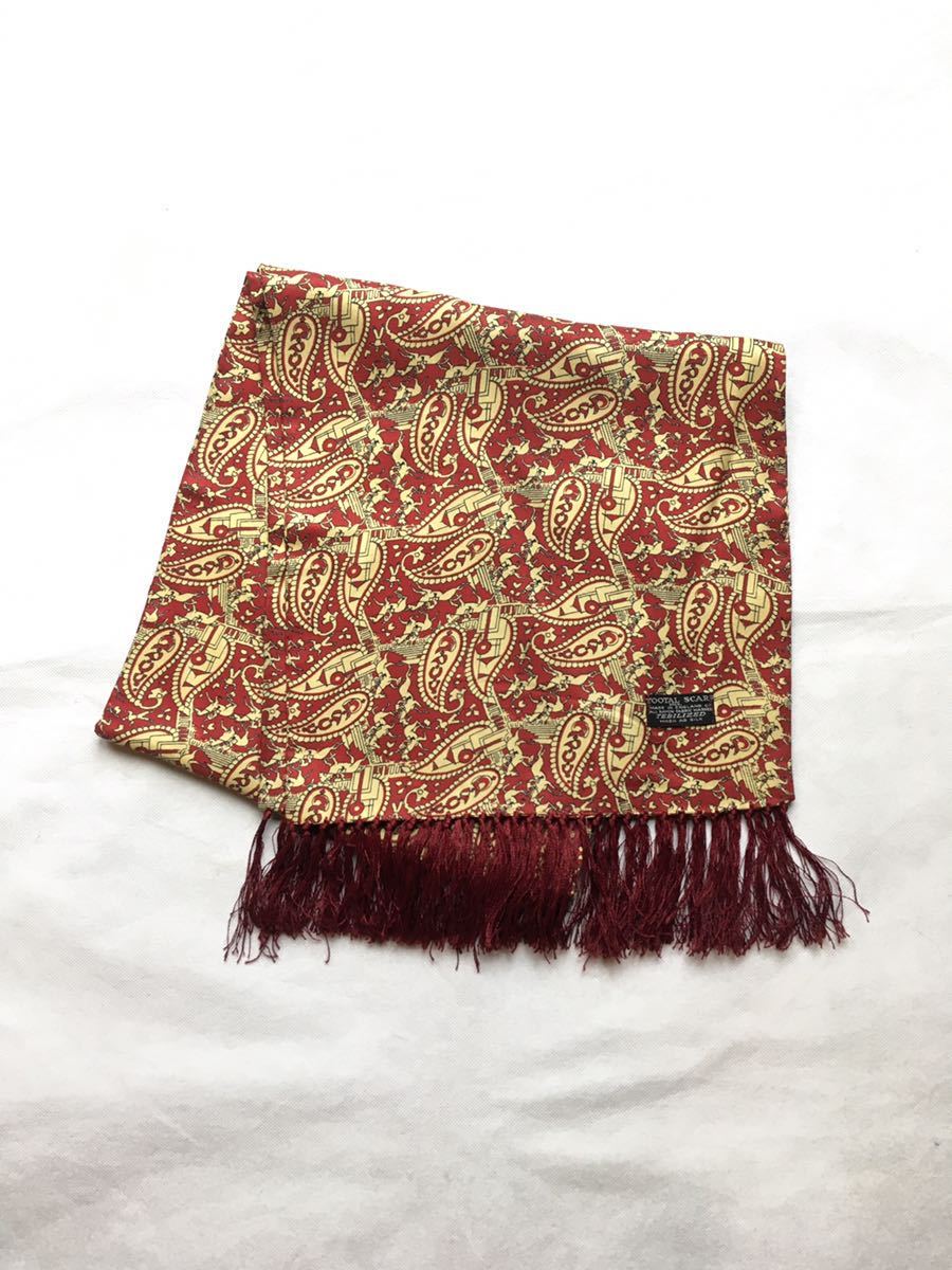 イギリス古着　tootal scarf vintageトゥータルスカーフ　英国ヴィンテージ　スカーフ　フリンジ付　ペイズリー柄 MV772