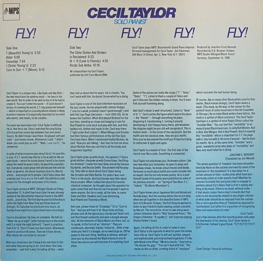 ♪試聴♪Cecil Taylor / Fly! Fly! Fly! Fly! Fly!_画像2