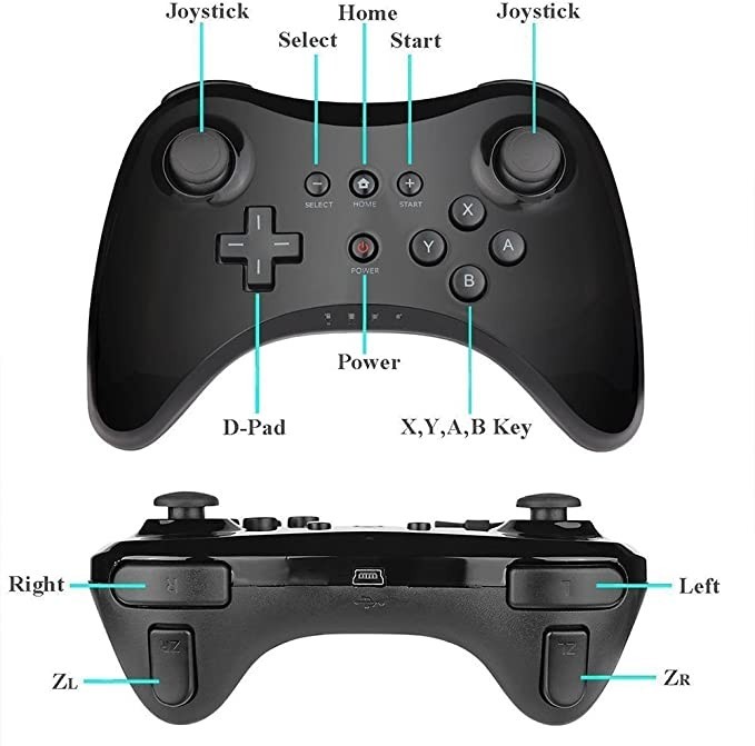 WiiU コントローラー  ワイヤレス コントローラー USB充電ケーブル 黒 