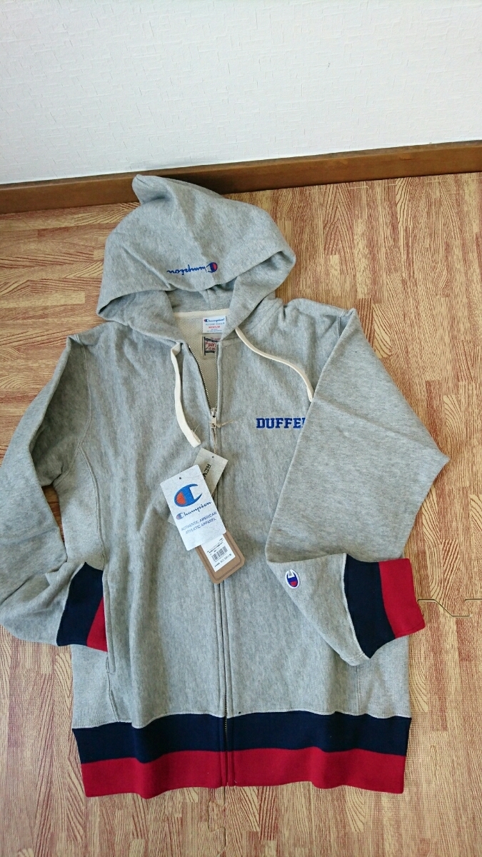 未使用 Champion×DUFFER リバースウィーブパーカー グレー Mサイズ y1_画像1