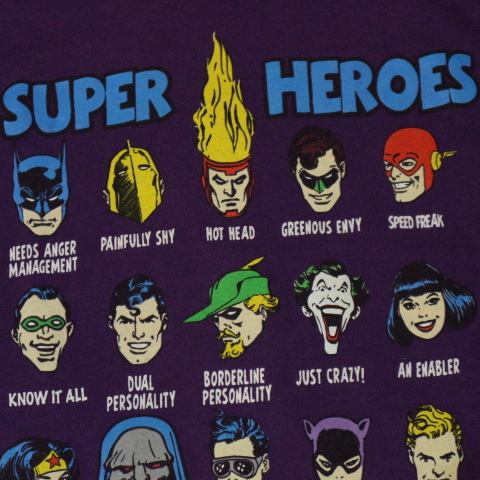 DCコミックス Super Heroes Tシャツ M パープル DC Comics アメコミ ヒーロー キャラクター marvel batman joker flash superman USA古着_画像3