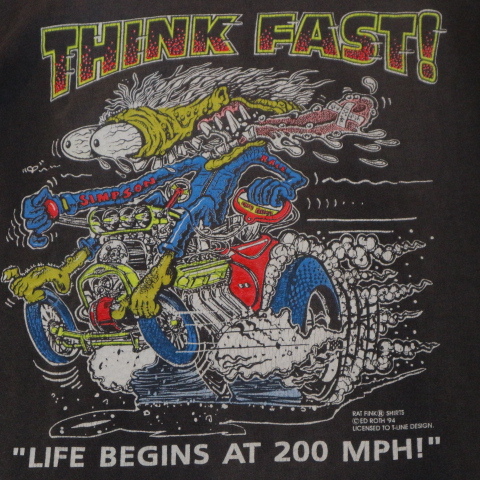 90s USA製 RAT FINK Ed Roth Tシャツ L 両面プリント ラットフィンク エドロス イラスト キャラクター アメコミ  mooneyes ヴィンテージ