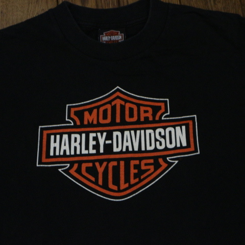90s~ USA製 Harley Davidson Tシャツ L ブラック santa cruz 半袖 両面プリント ハーレーダビッドソン ロゴ モーターサイクル ヴィンテージ_画像2