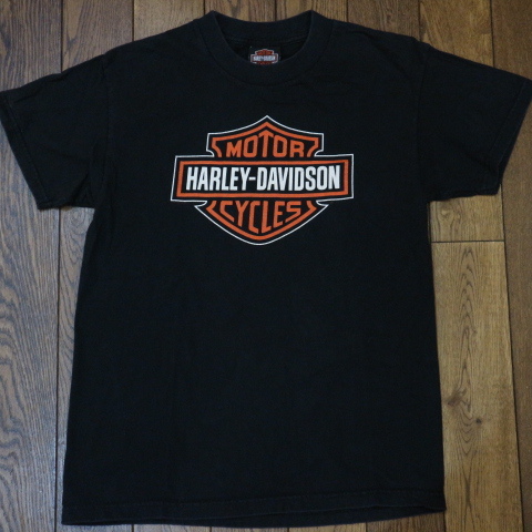 90s~ USA製 Harley Davidson Tシャツ L ブラック santa cruz 半袖 両面プリント ハーレーダビッドソン ロゴ モーターサイクル ヴィンテージ_画像3