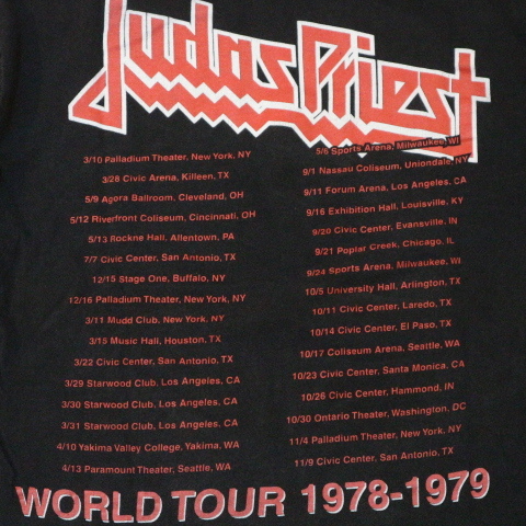 90s~ Judas Priest WORLD TOUR 1978-1979 Tシャツ M 両面プリント ジューダスプリースト Hellbent For Leather メタル バンド ロック_画像6