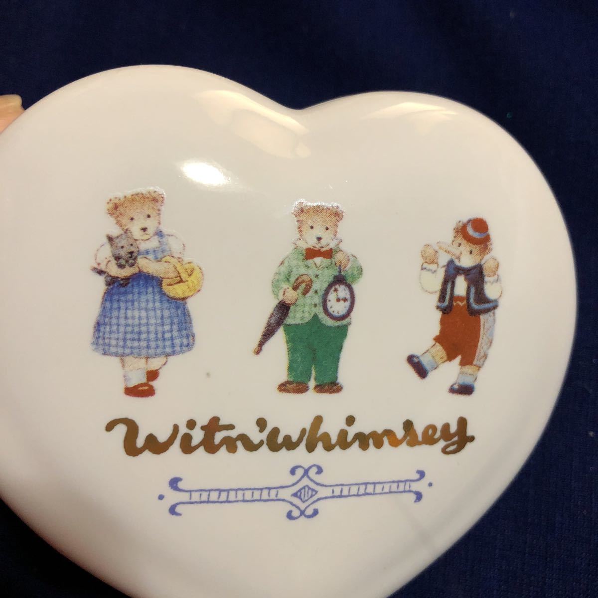 ＊昭和レトロ＊激レア希少品　サンリオ1989年製　witn whimsey ウイットン　ウィムシー　陶器製　ハート型小物入れ　当時物_画像7