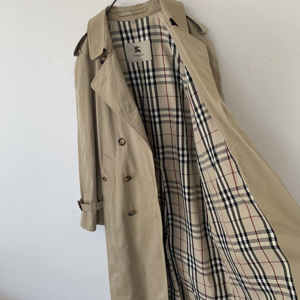 90´s BURBERRY バーバリー ベージュ ロング トレンチコート 原宿-