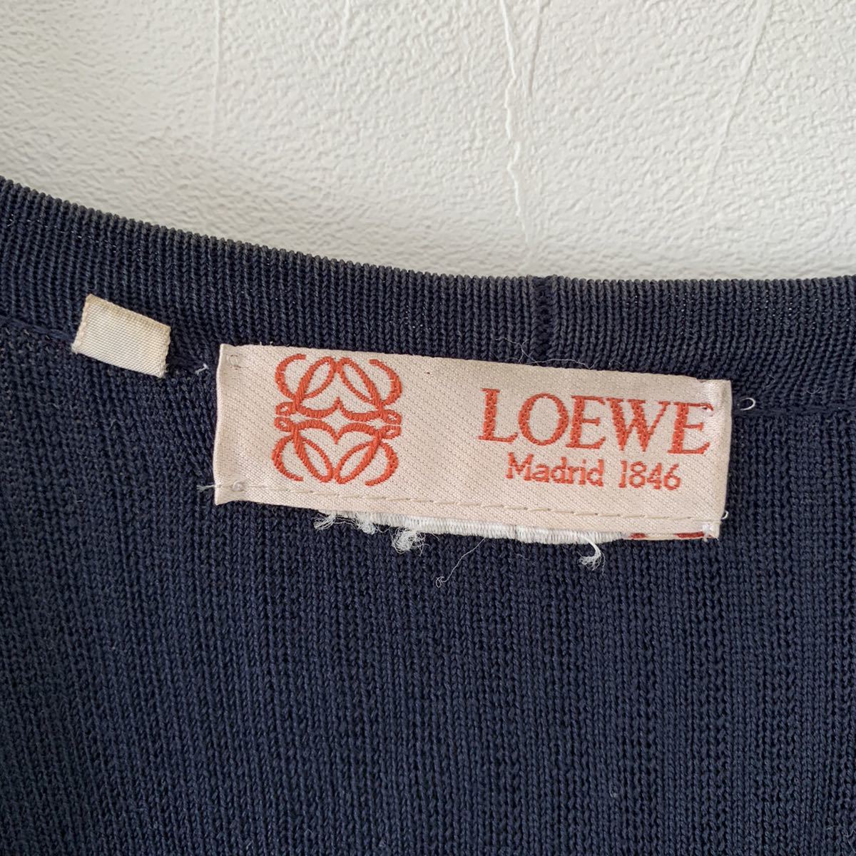 [ postage included ]LOEWEroe baby z Logo embroidery cardigan knitted lady's navy 