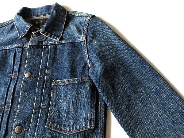 希少 名作 green グリーン (現HYKE/ハイク) TYPE1 LEVI'S 1st型 シンチバック 赤耳 ビンテージ加工 デニムジャケット Gジャン 1 インディゴ