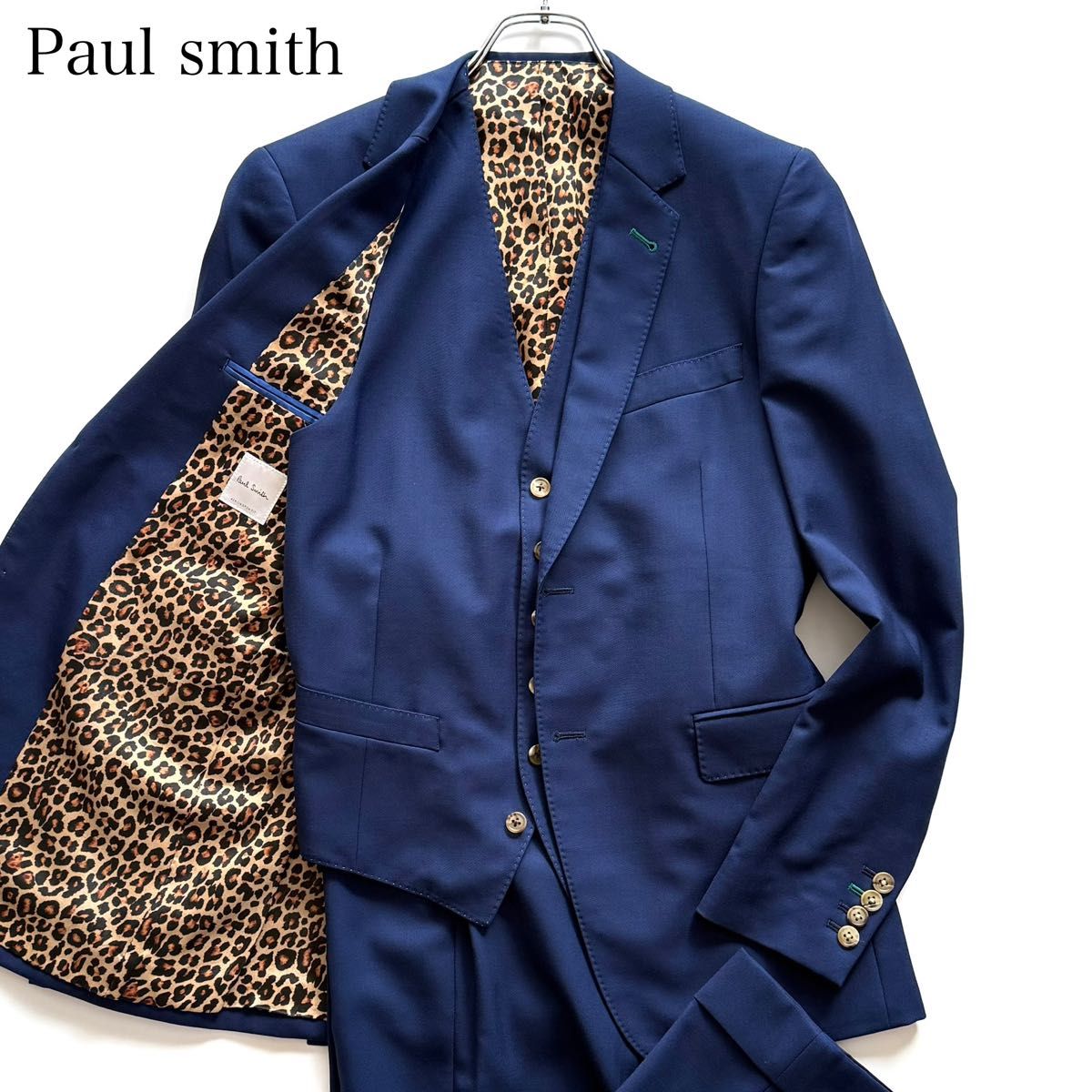 ピーエスポールスミス セットアップ 3点セット ネイビー 裏地派手 L 40 近年モデル Paul smith ポールスミス スリーピース スーツ 裏地