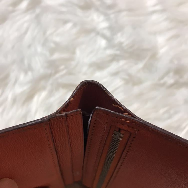 本物 高級 リザード HERMES エルメス ベアン I刻印 長財布 オレンジ