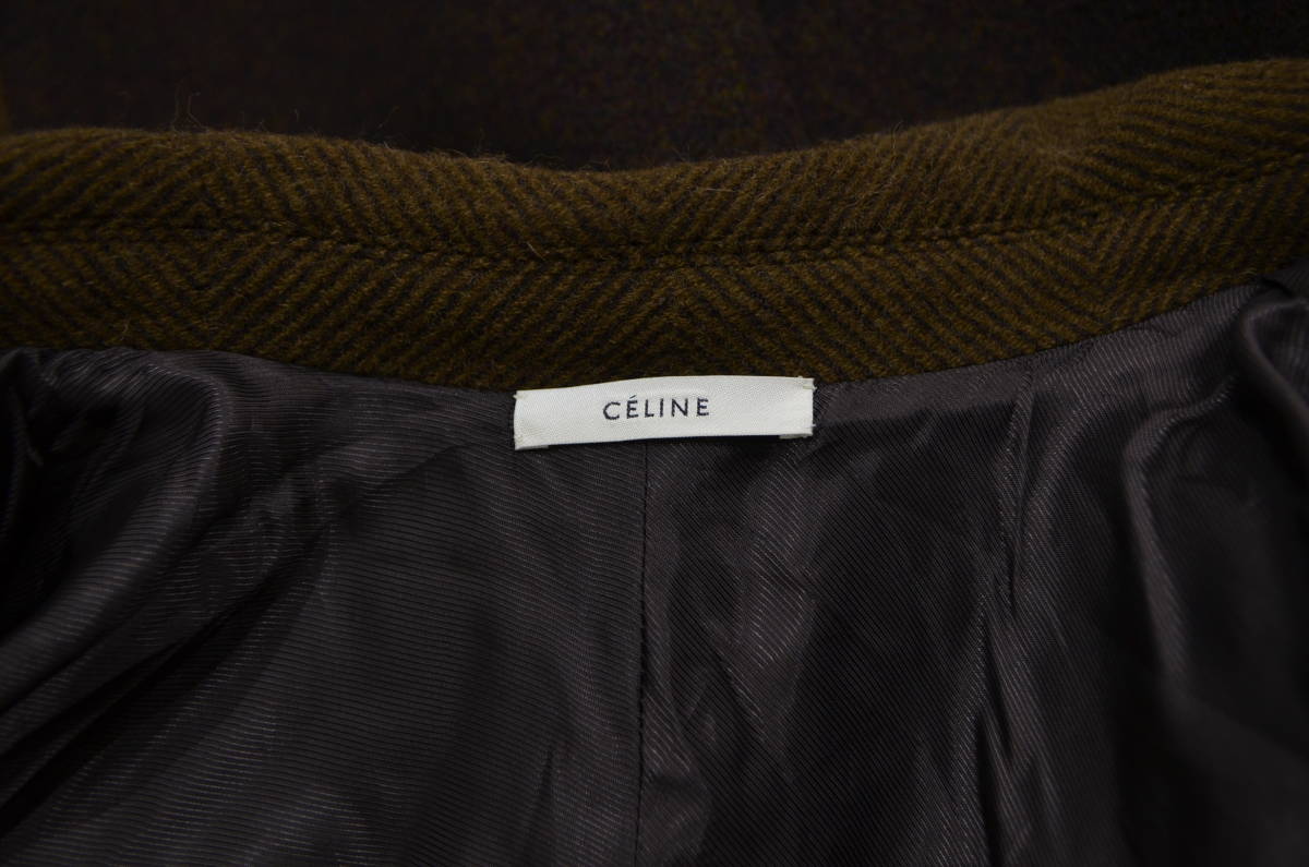 CELINE セリーヌ フィービー バイカラー プレーン ロングコート 34 Y-24503B_画像3