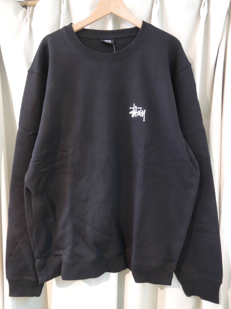 見事な 最新秋冬 XL 黒 Crew Stussy Basic ステューシー STUSSY 人気