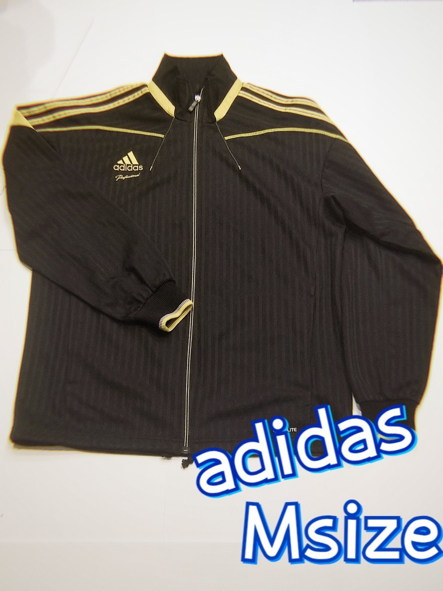 何でも揃う adidas アディダス 黒シャドウストライプゴールド ジャージ上 アディダス