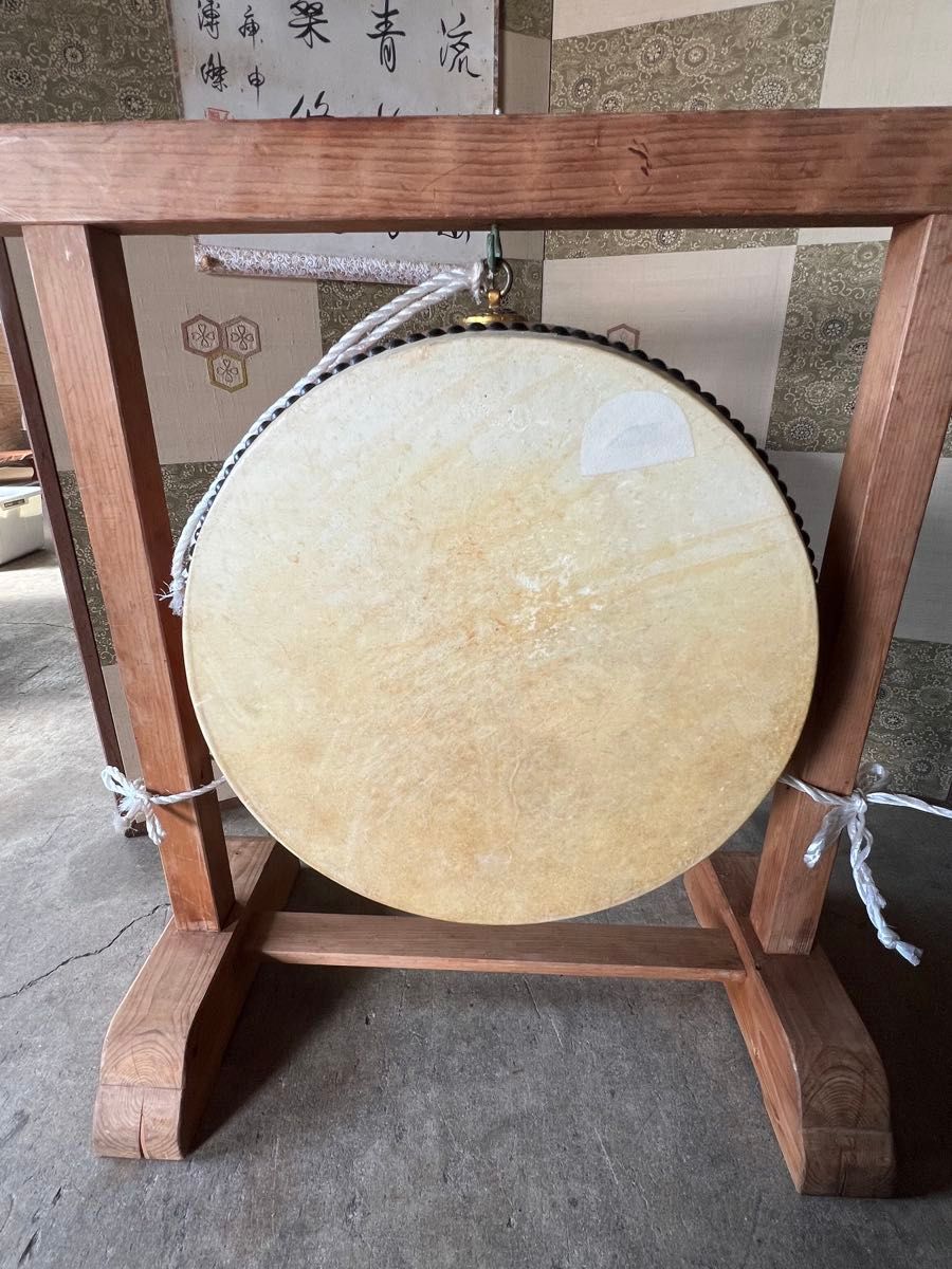 和太鼓 平太鼓 鳥居台付き 約45cm 上鳴保証品 和楽器 打楽器 バチ付き