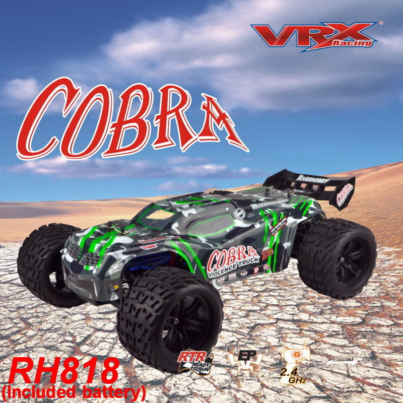 VrxレーシングRH818 コブラ 1/8 スケール 4WD電気ブラシレスrcトラック、rtr w/60A esc/3660 モータ/11.1v 3250 2200mahのリポバッテリー_画像1