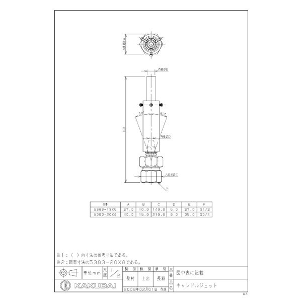 カクダイ　KAKUDAI 5383-20x8 キャンドルジェット 領収書可_画像2