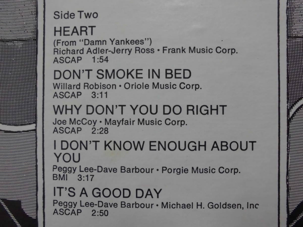 良盤屋 J-1952◆ＬP◆US盤　レーベル；DKAO-377- Jazz Vocal　 ペギー・リー Peggy Lee Peggy Lee's Greatest! ＞1982　送料480 _画像5