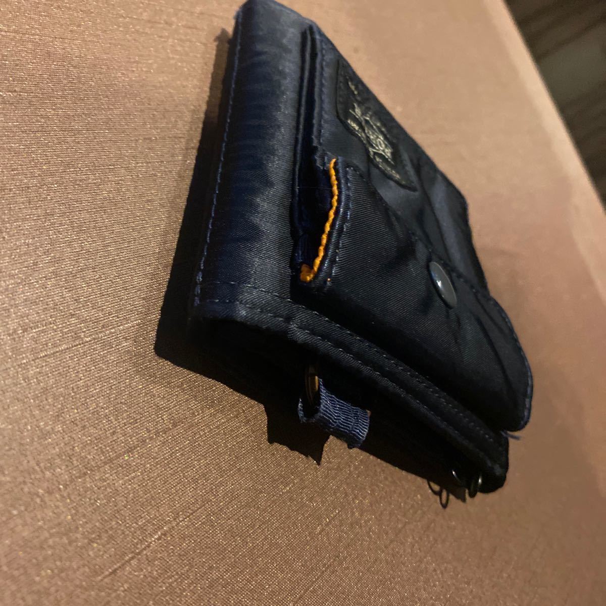 [ beautiful goods * super rare * hard-to-find ]* Headporter * tongue car * Magic type 2. folding purse * navy × orange color * made in Japan * rare [ tube :BEDGO]