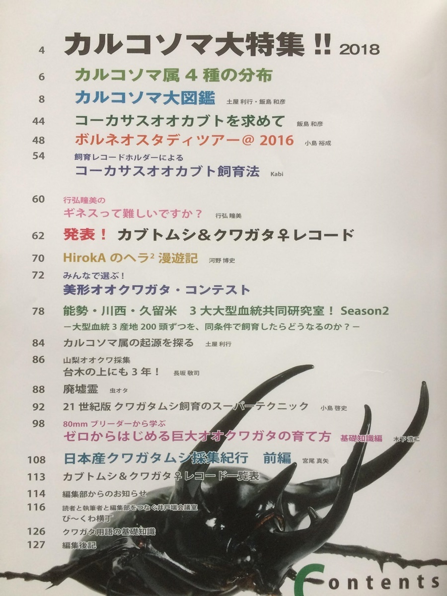 BE-KUWA ビークワ 2018年No.37★青銅の巨人 カルコソマ大特集★コーカサス オオカブト飼育法★カブトムシ＆クワガタ♀レコード