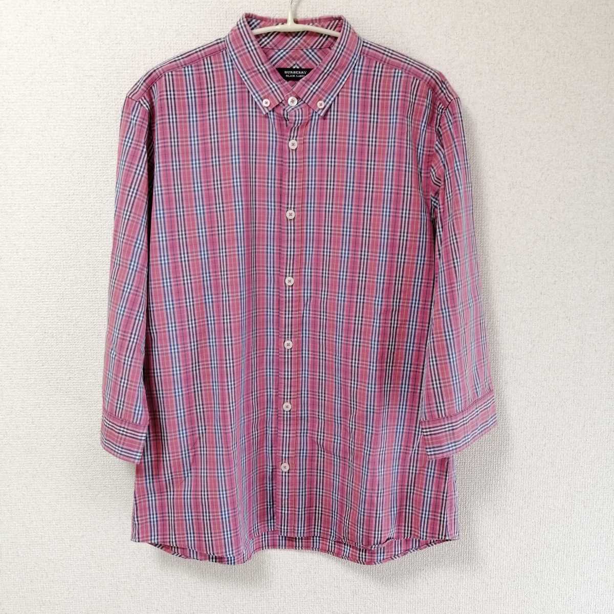 Burberry BLACK LABEL バーバリーブラックレーベル チェックシャツ 7分袖 3 ピンク