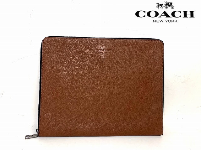 コーチ メンズ 新品★COACH クラッチバッグ ペブルレザー iPad タブレットケース セカンドバッグ テック ケース☆送料無料★_画像1