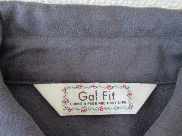 ★GaL Fit 長袖シャツ スエード調 ポケット チャコールグレー（L)_画像6