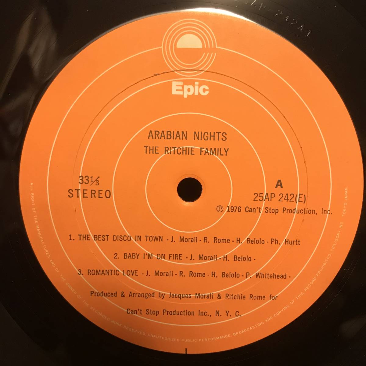 RITCHIE FAMILY / ARABIAN NIGHTS 日本盤_画像3