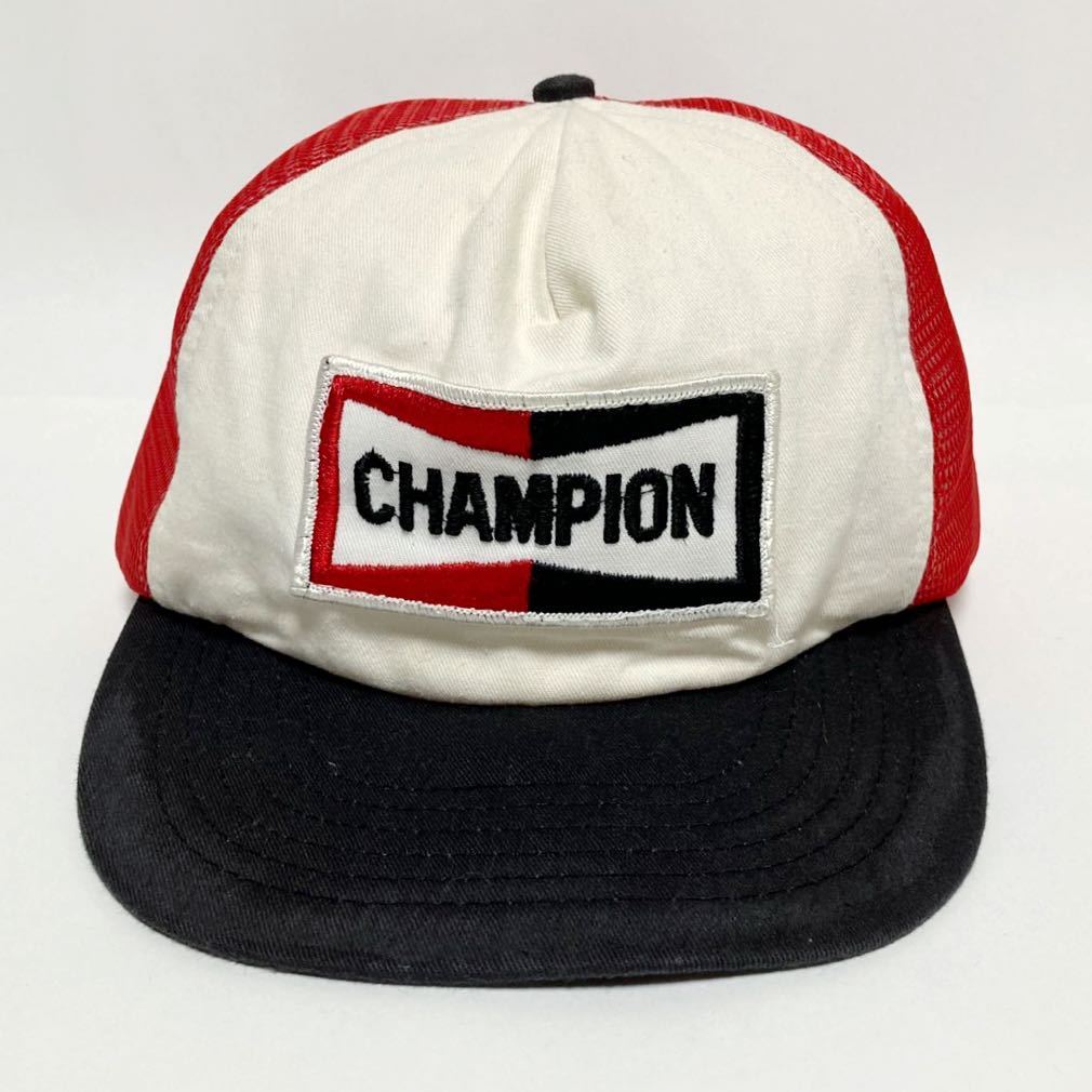 70s 80s usa vintage Champion plug ビンテージ チャンピオン プラグ メッシュキャップ 70年代 80年代 ワッペン  帽子 ATLUS 古着 アメカジ