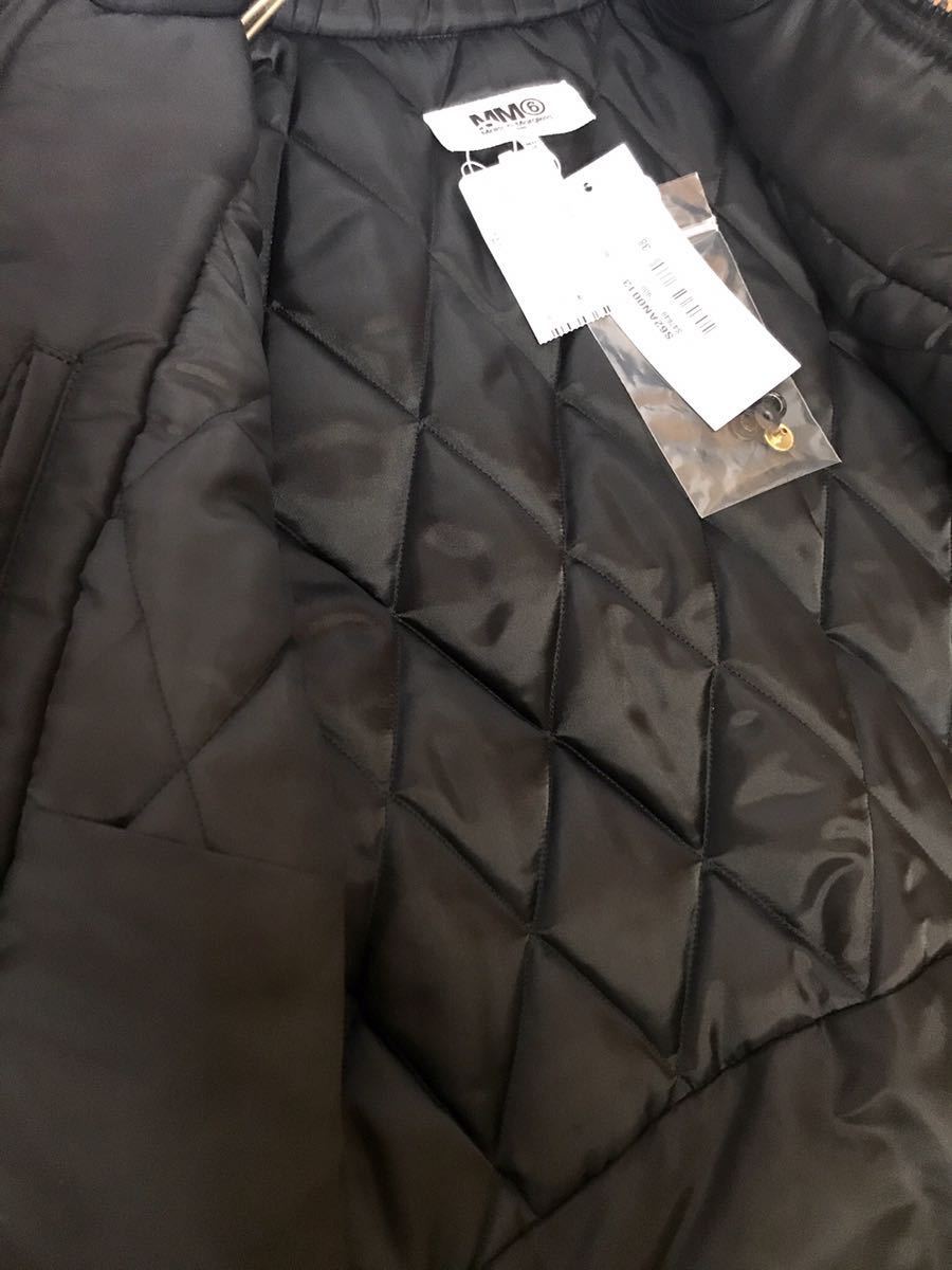 在庫処分 新品 MM6 メゾン マルジェラ ハの字 パデッド ライダース ジャケット MARGIELA 中綿 ブルゾン 黒 ブラック 38 M