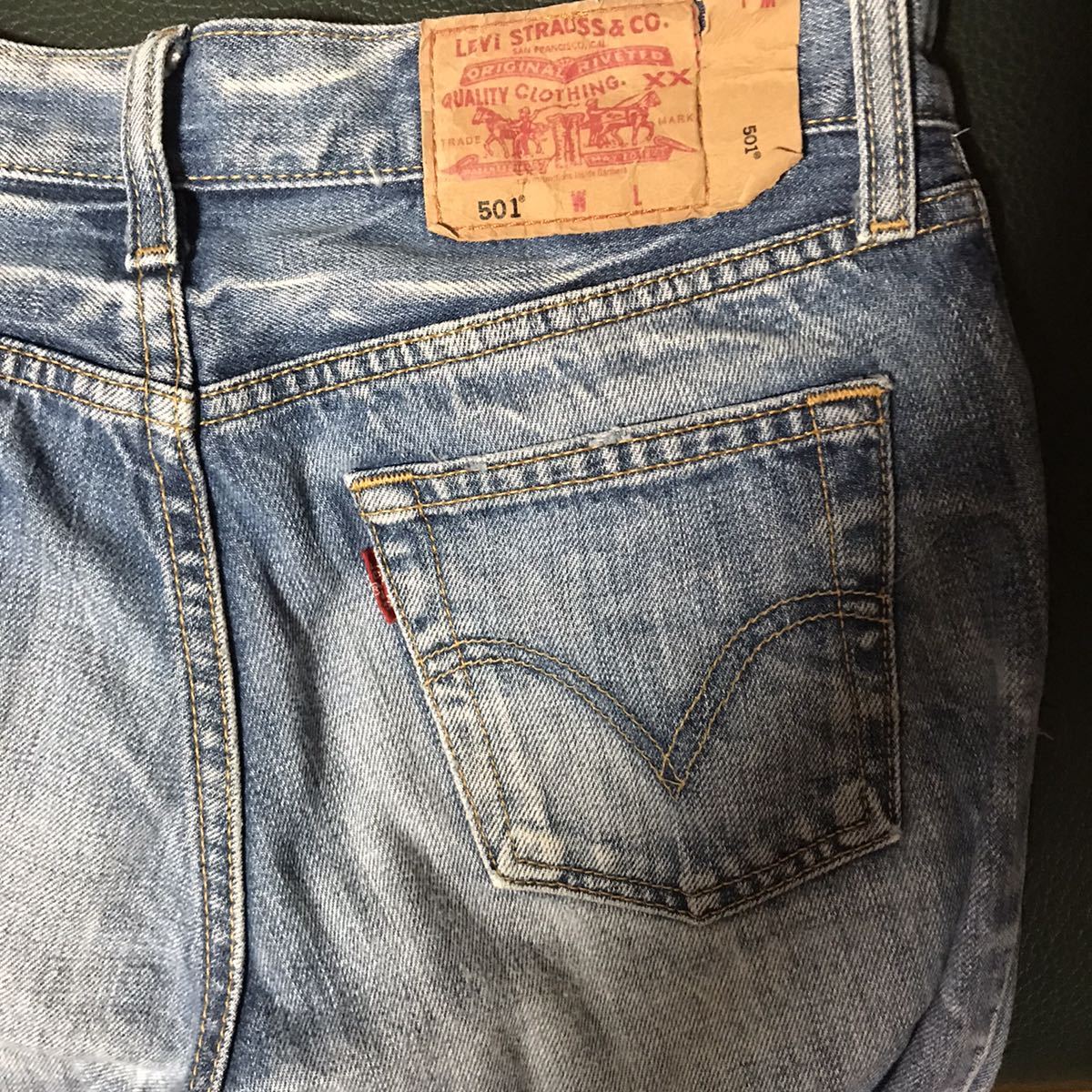 USED LEVI'S 501-00 STRAIGHT JEANS 中古 501 ストレート ジーンズ W28 L29 送料無料_画像4