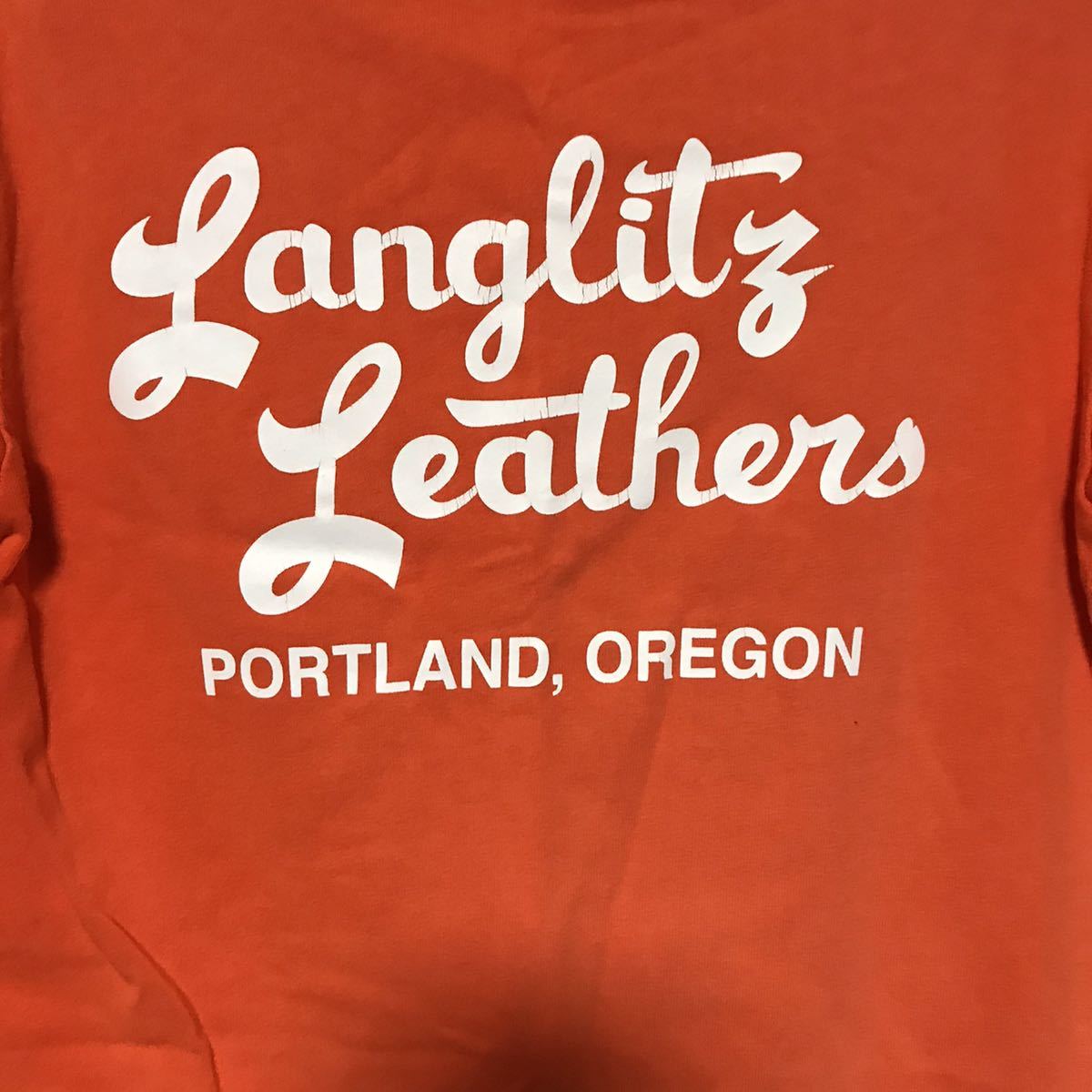 USED LANGLITZ LEATHERS T-SHIRT MADE IN USA 中古 ラングリッツ レザーズ Tシャツ 稀少 XSサイズ アメリカ製 送料無料_画像3