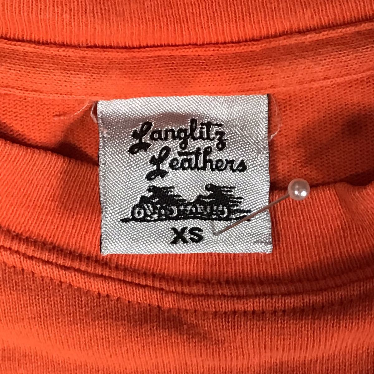 USED LANGLITZ LEATHERS T-SHIRT MADE IN USA 中古 ラングリッツ レザーズ Tシャツ 稀少 XSサイズ アメリカ製 送料無料_画像5