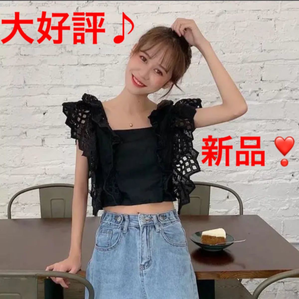 Paypayフリマ 値下げ 甘 い刺繍レース トップス 黒 袖なし ノースリーブ 透けフリル Paypayフリマ 値下げ 甘 い刺繍レース トップス 黒 袖なし ノースリーブ 透けフリル