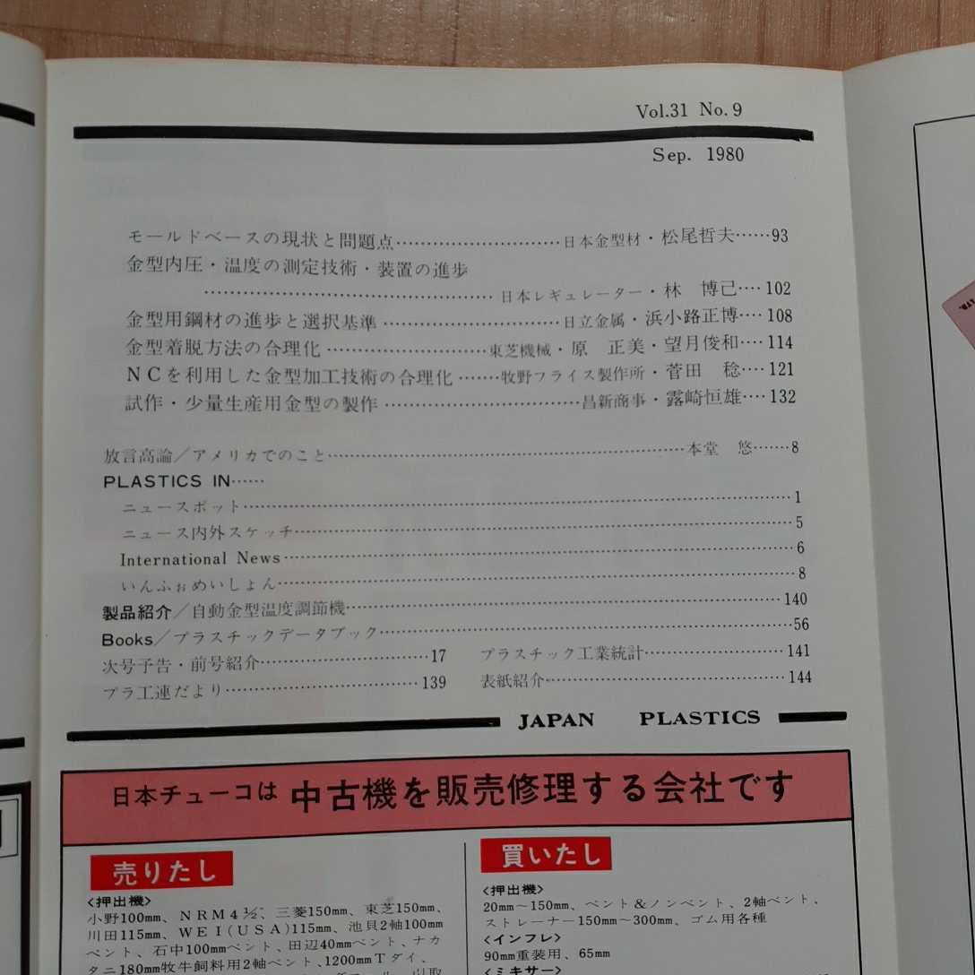 【雑誌】 プラスチックス 1980年9月号 日本プラスチック工業連盟誌_画像3