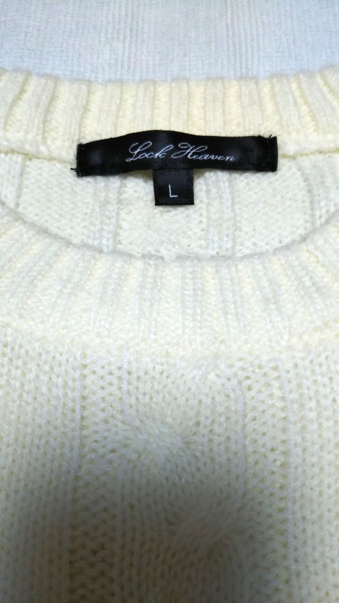 ■白ニット セーター丸首 メンズ,レディース