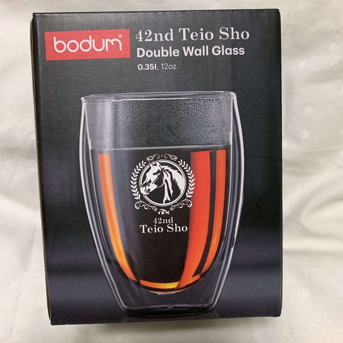 Bodum ボダム 第42回 帝王賞 当選品 グラス ダブルウォールグラス 350mL レア 馬柄 競馬 タンブラー 保温 保冷 耐熱カップ インテリア_画像1