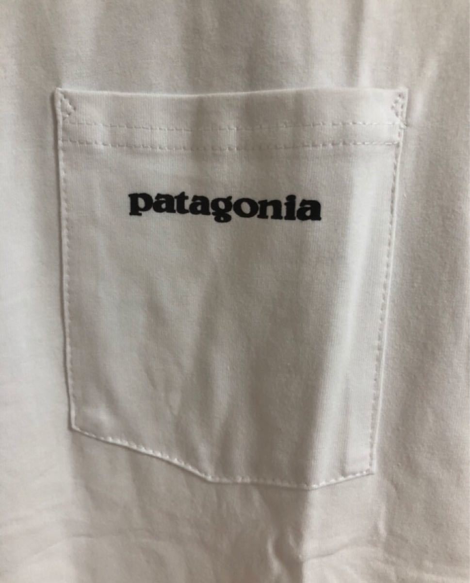 【Lサイズ】パタゴニア ホワイト Tシャツ 半袖 胸ポケットつき