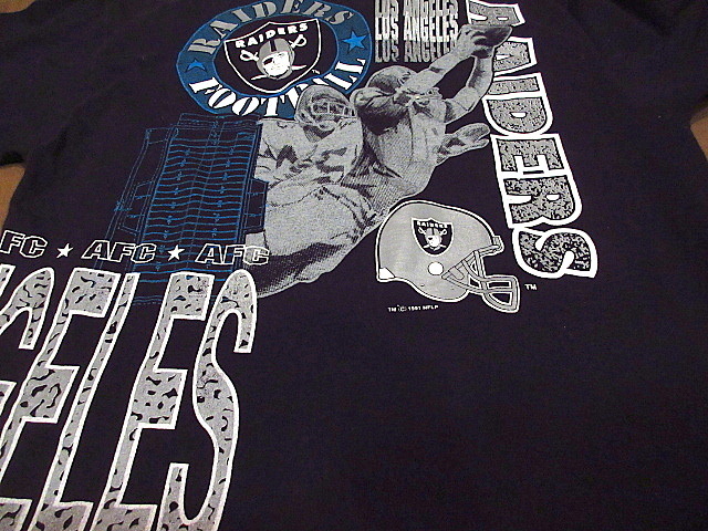 ビンテージ90’s●Tultex NFL RAIDERS大判プリントTシャツ黒size XL●200925n8-m-tsh-otレイダースアメフトNFL古着スポーツトップスメンズの画像9