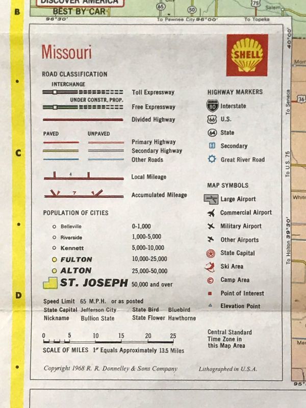 ●即決●アメリカ [SHELL] ロードマップ 1968年版 ミズーリ州【RM-209】ビンテージ道路地図/当時物★全国送料185円で何冊でも同梱可_画像4
