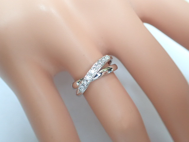 美品 ポンテヴェキオ K18WG ダイヤ計0.15ct デザイン リング 指輪