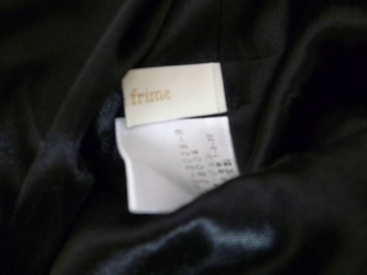 pour la frime/ Pour La Frime! black × beige dot pattern . frill One-piece / Jun long sleeve knees height!36