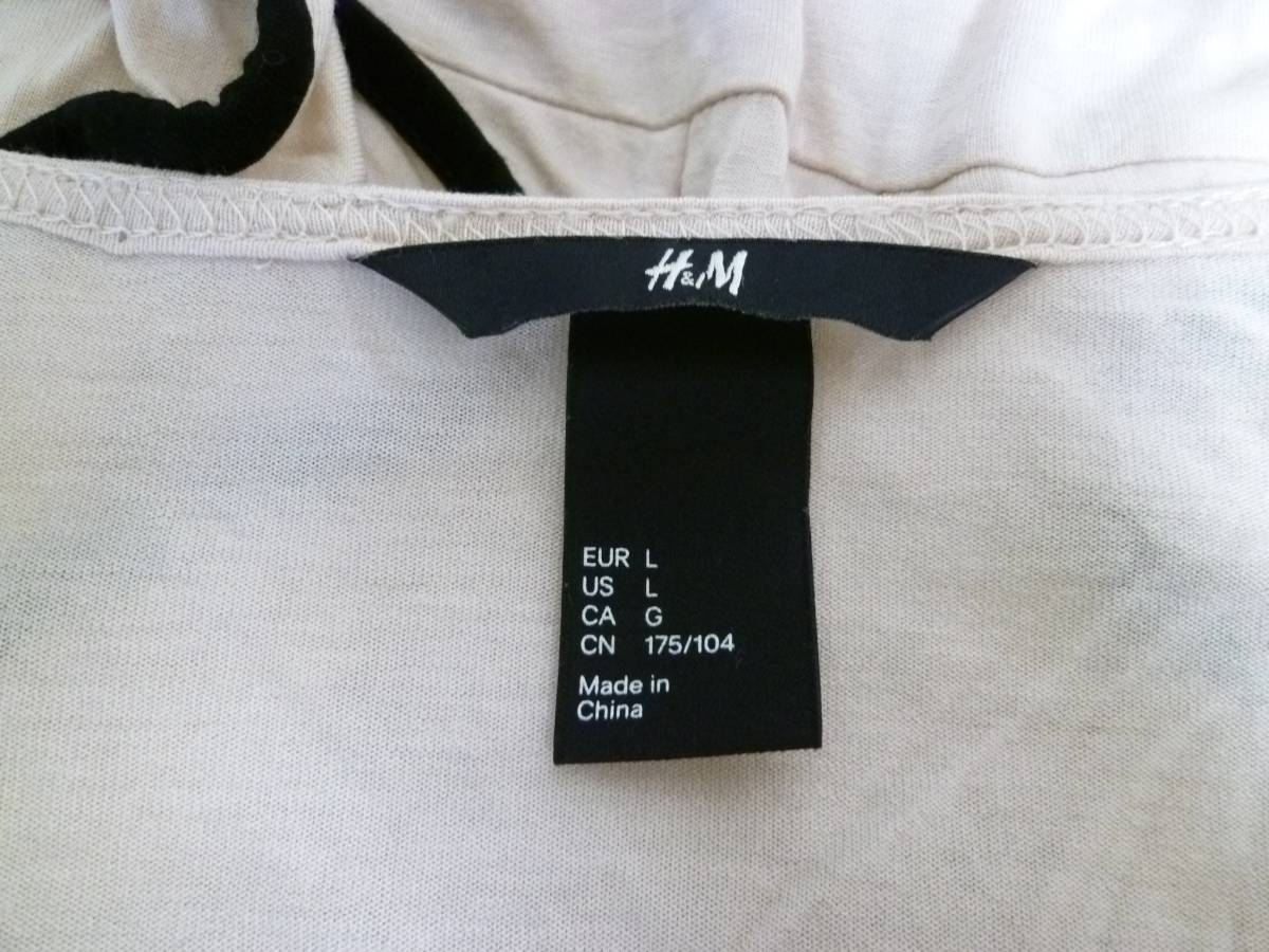 H&M/エイチアンドエム◆淡ベージュ胸元2段フリル袖カットソーUS/L半袖◆105_画像5