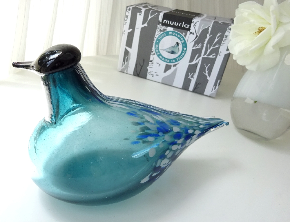 希少◆フィンランド製 MUURLA GLASS BIRD TILHI WAXWING バード ガラス ムールラ 完売品 新品 箱付き 2