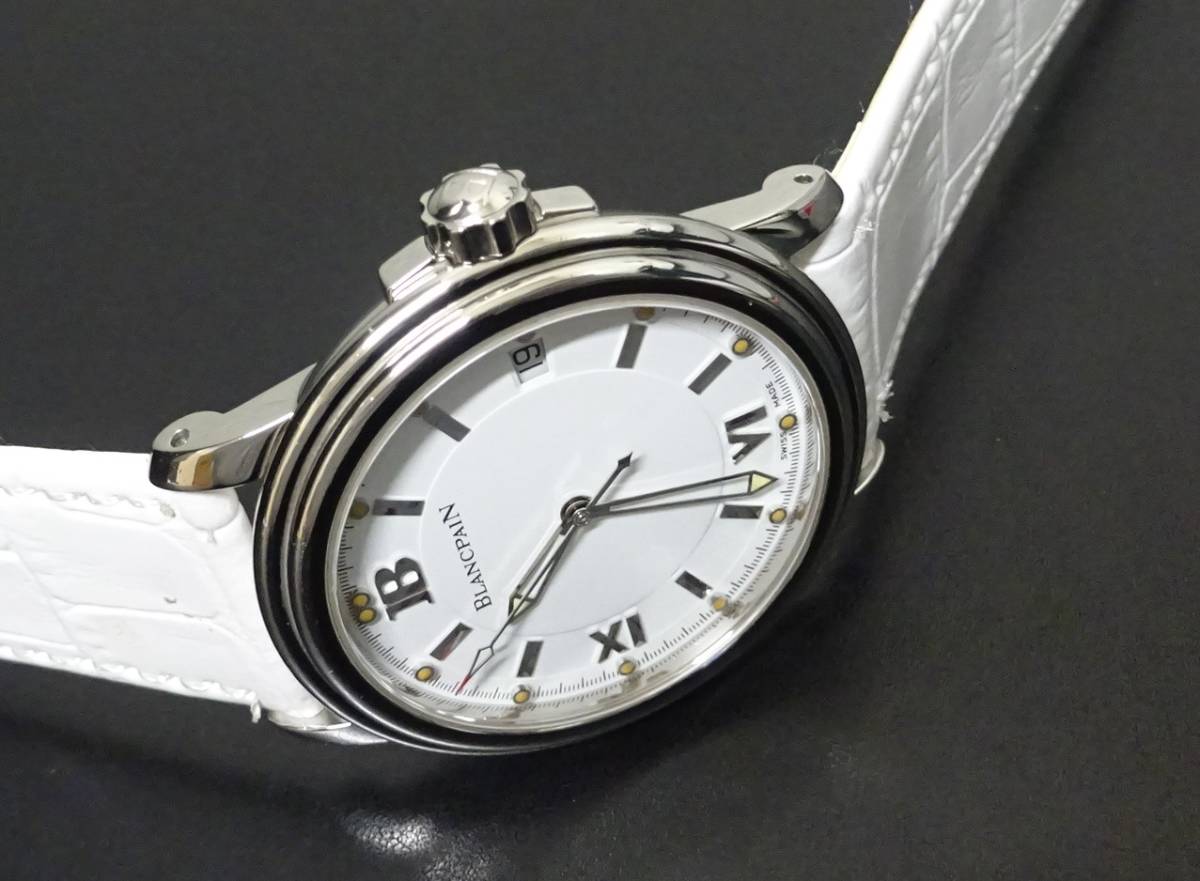  точность хороший хорошая вещь BLANCPAIN Blancpain re man Date белый циферблат 38mm кейс мужской размер самозаводящиеся часы новый товар белый кожаный ремень подлинный товар 
