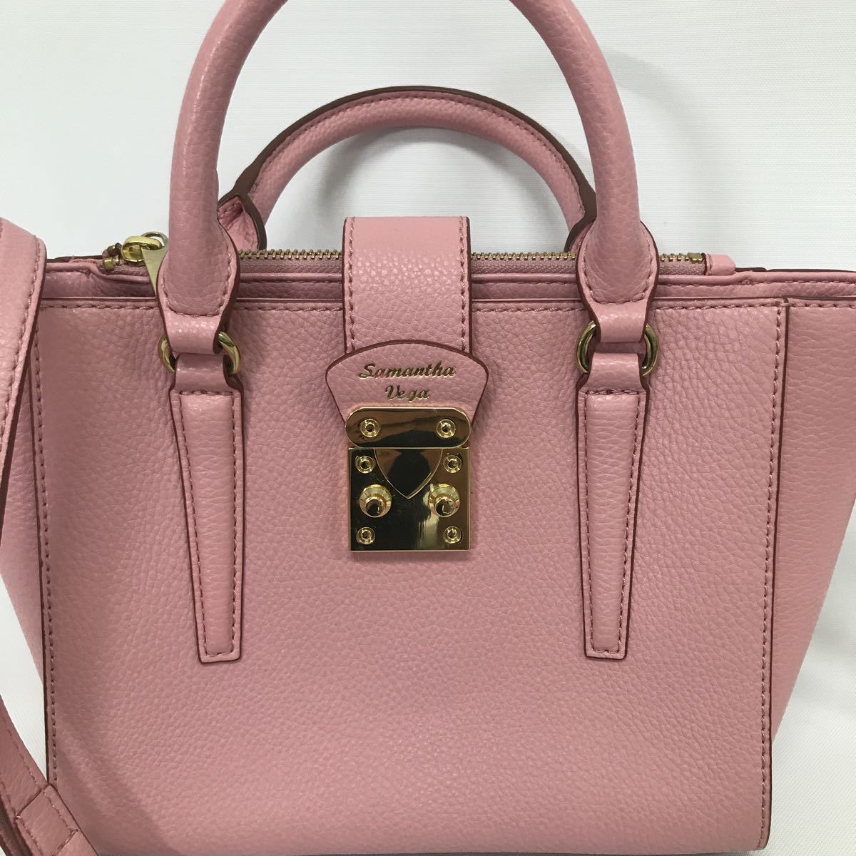 美品 サマンサベガ Samantha Vega 2Wayハンドショルダー ピンク レザー