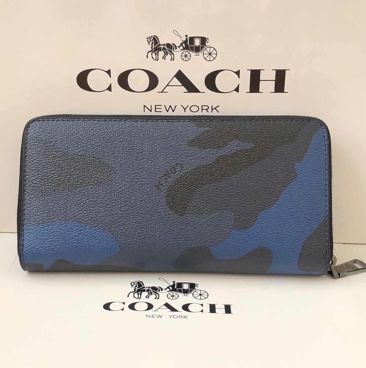 COACH コーチ ブルー 迷彩 長財布 人気商品|PayPayフリマ