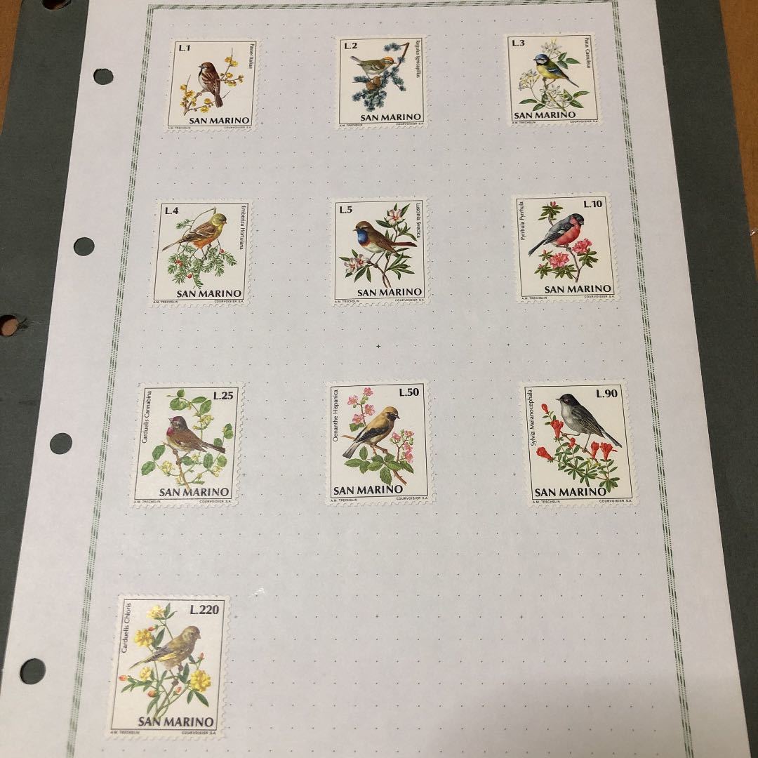 0767 コレクター所蔵品　外国切手　サンマリノ切手　花と鳥　ボストーク